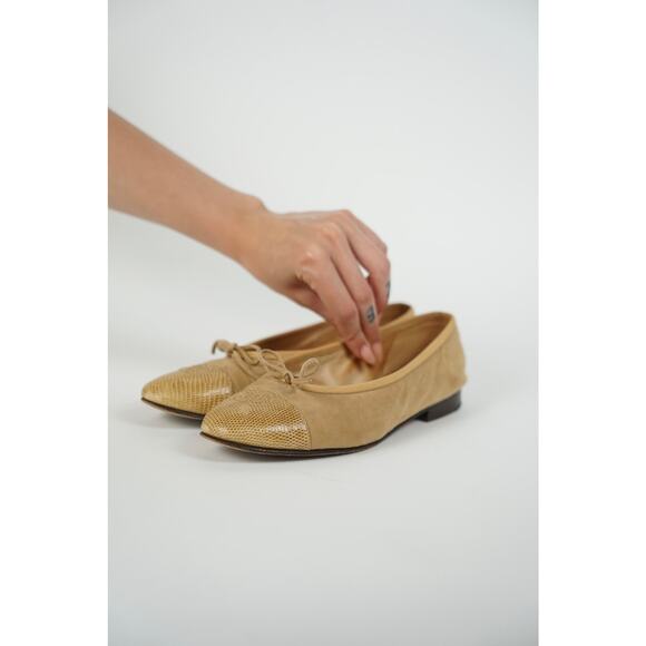 Chanel Brown/Beige Lizard Ballet Flats, FR 37 - Picture 3 of 7